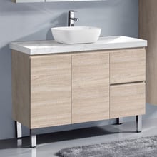 Vitrus 1200mm Oak Freestanding Single Vanity with 50mm Stone Countertop & Basin